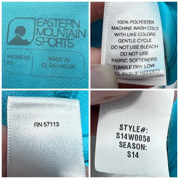 Eastern Mountain Sports Quarter Zip Pullover Aqua Blue Long Sleeve Top Small - Picture 3 of 9